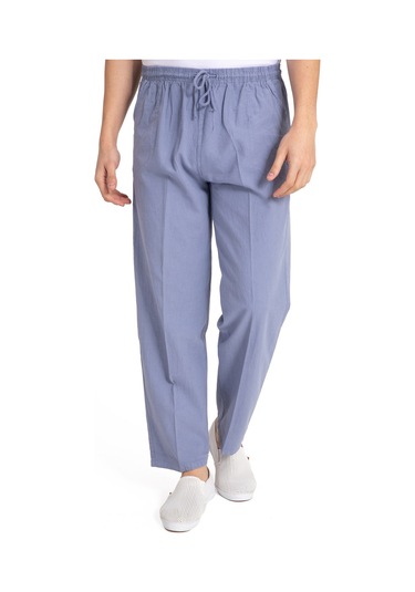 Erkek Ham Bez Lastikli Yüksek Bel Rahat Kalıp %100 Natural Pamuk Eşofman Alt Pantolon Alt Giyim 2188-İndigo