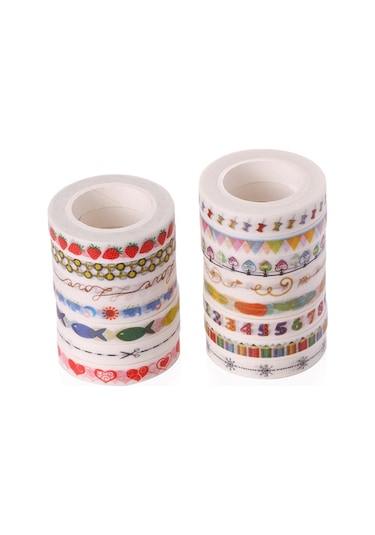 Cbtx 10 Adet Kağıt Bant El Defter Dekorasyon Çıkartma, 8mmx10m Kalem Sm-21