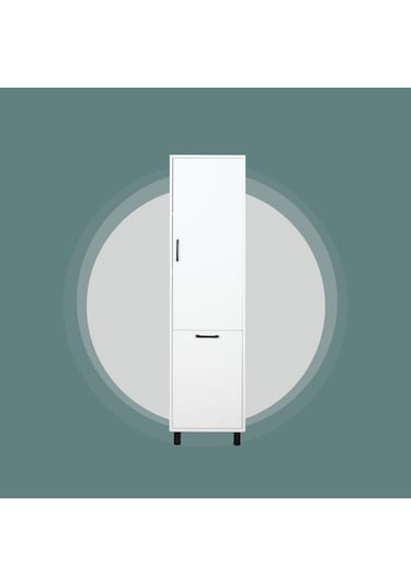 Çamaşır Sepetli Banyo Dolabı Beyaz