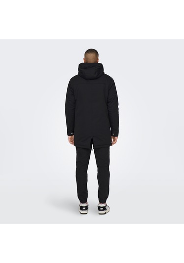 Only&sons Alexander Life Erkek Siyah Kapüşonlu Mont Siyah