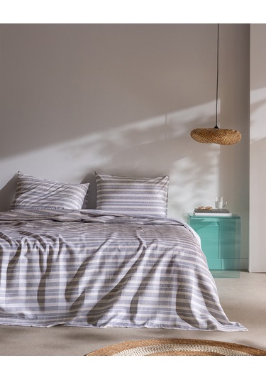 Darvell Tek Kişilik Pamuklu Ecocell Baskılı Pike Takımı - Gri/bej 8684427213414 Çok Renkli