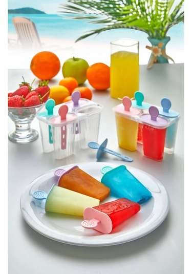 Rotanev Renkli Pratik 4'lü Meybuz Dondurma Kalıbı 4 Adet Buz Meybuz Ve Dondurma Kalıbı Çok Renkli