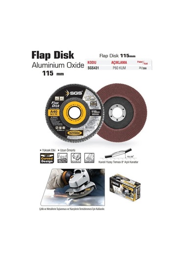 Sgs SGS431 Flap Disk Zımpara 115 MM 60 Kum