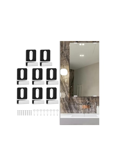 Vkemall 304 Paslanmaz Çelik Ayna Tutucu Seti, Güvenli Ve Şık Montaj İçin 8 Parça Metal Ayna Askısı