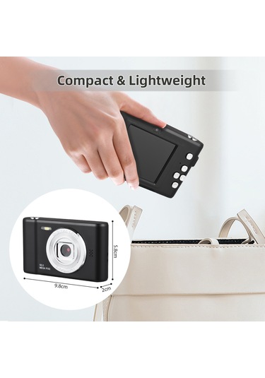 Springsun Siyah 1080p Dijital Kamera, 50mp Çift Lens, 8x Dijital Zoom, 2.4 İnç Ekran, 32gb Tf Kartlı, Dahili Flaş Ve Pil