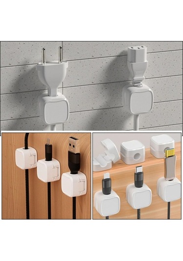 Willowhaven Türkçe Ofis Masaüstü Kablo Organizatörü - 12 Adet Beyaz Manyetik Kabloluk Toplayıcı