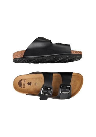 Paleng Mantar Taban Şiltesi Deri Erkek Terlik (554949410) Siyah