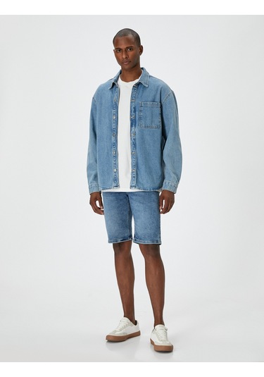 Koton Kot Şort Bermuda Slim Fit Düğmeli Cepli Orta İndigo 4sam40310nd İndigo Koton Kot Şort Bermuda Slim Fit Düğmeli Cepli Orta İndigo 4sam40310nd İndigo