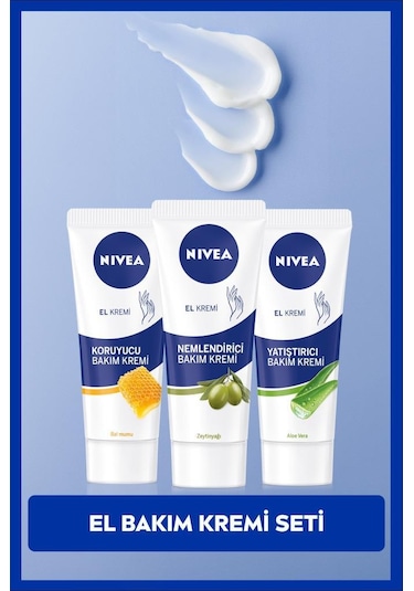 NIVEA Aloe Vera + Bal Mumu + Zeytinyağı El Bakım Kremi 3 x 75 ML