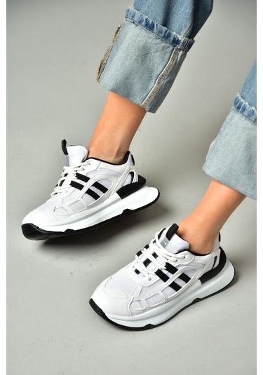 Fox Shoes S973017604 Siyah/beyaz Kumaş Spor Ayakkabı Sneakers Siyah - Beyaz