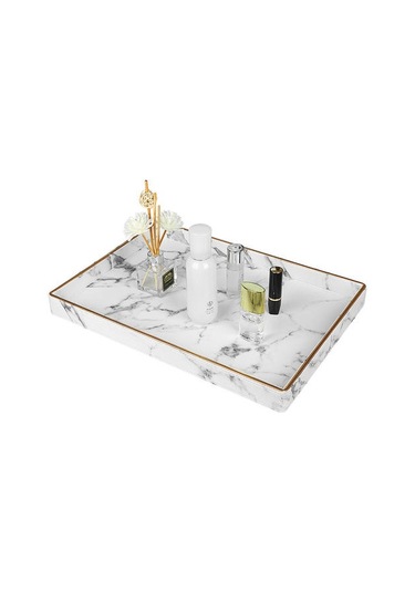 Büyük Altın Jant Servis Tepsi Mermer Çay Bardağı Setleri Tepsi Mutfak Saklama Kutusu Meyve Gıda Bardak Tutucu Tepsi Ev Dekorasyon Depolama Tepsileri Ahşap - Kırmızı