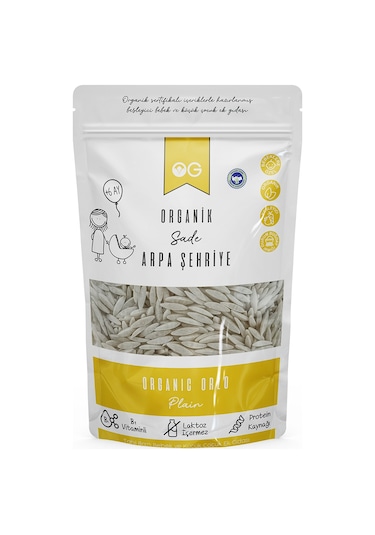 OG natural Organik Sade Arpa Şehriye 250 Gr +7 Ay