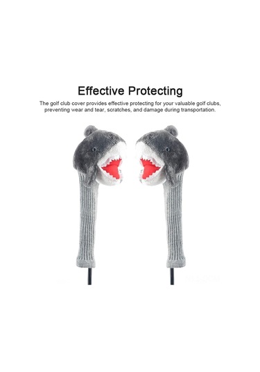 Qingmipy Gri Yumuşak Kadife Golf Wood Çubuğu Koruması - Köpekbalığı Desenli 1,3,5 Numaralı Kollar İçin Vuruş Ve Çizik Koruması Gri