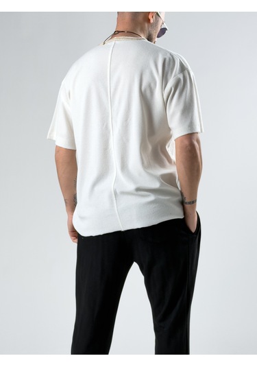 Cocopelli Yaka Detaylı Erkek Beyaz T-shirt Coc2876