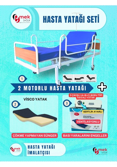 2 Motorlu Ekonomik Hasta Karyolası 3 Lü Takım