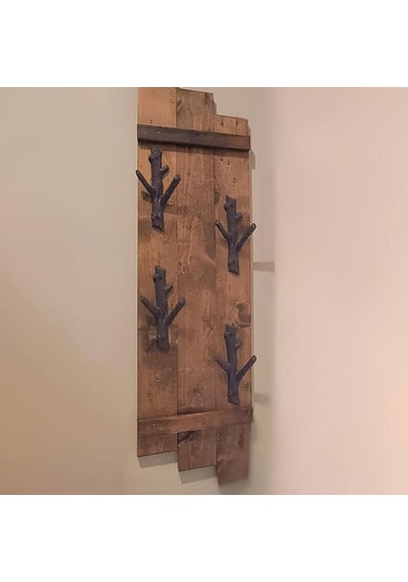 Suntek Dökme Demir Ağaç Dalı Duvar Askısı Hediyelik Giysi Kahverengi