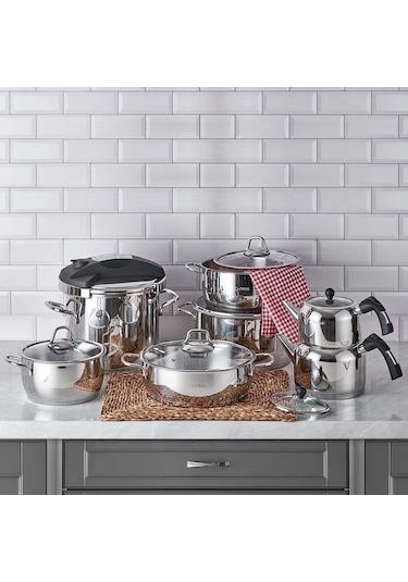 Neva N3237 Ziyafet 14 Parça Çelik Çeyiz Seti Gümüş