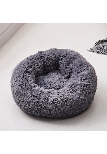 Moveevo Pelüş Kedi Yatağı: Yuvarlak Rahatlatıcı, Tüylü Sıcak, Kaydırmaz Tabanlı, Uykuyu İyileştiren Evcil Hayvan Yatağı