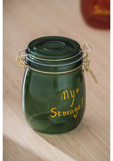 Pierre Klipsli Kapaklı Kavanoz Seti - 14 Cm Yeşil