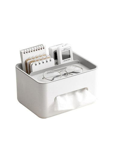 Gri Peçete Kutusu Kaymaz Mendil Kutusu Çeşitli Eşyalar Yuvası Pp Pürüzsüz Kenar Ev Gereçleri