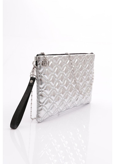 Dgn 4004 Kadin Baklava Dilimi Desenli Portföy Çanta 4004-2337-R13929 Gümüş
