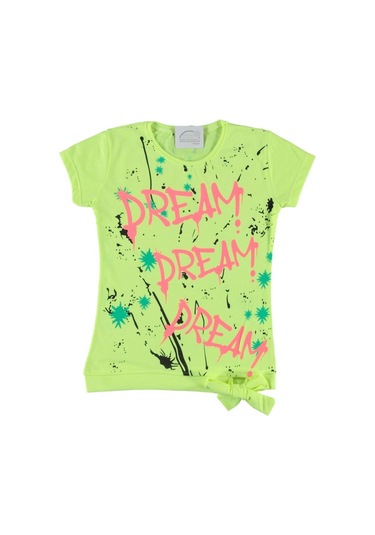 Liay Moda Dream Baskılı Kız Çocuk Tişört Yeşil