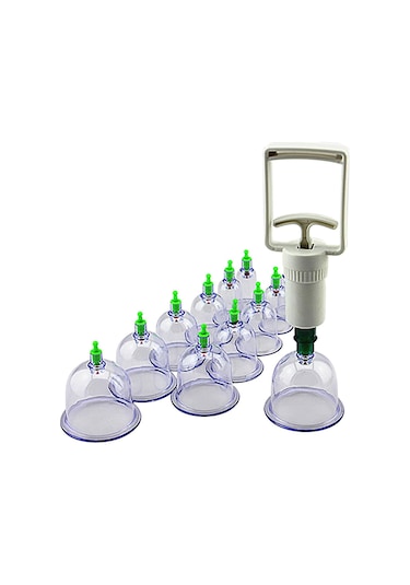 Samdoo 12 Bardaklı Profesyonel Vakum Şişe Seti - Kas Gevşetici, Kan Akışını Artırıcı Akupresür Masaj Aleti Çok Renkli