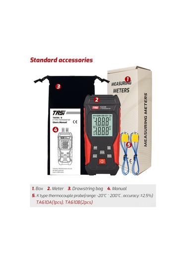 Maiyame Ta610a Endüstriyel Sıcaklık Ölçer K-tipi Termokuplaj Tek Kanal Lcd Geri Aydınlatmalı Veri Saklama Sıcaklık Ölçme Cihazı Siyah-kırmızı Pil Yok