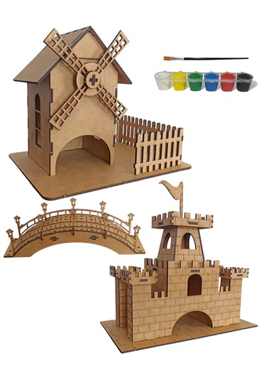 Chers Ahşap Maket 3'lü Set + Boya Ve Fırça Hediyeli