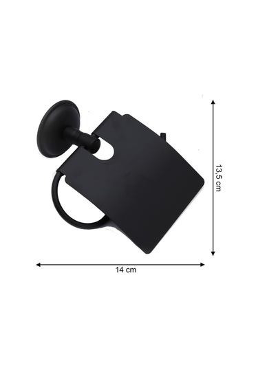 Yapışkanlı Tuvalet Kağıtlığı Wc Kağıtlık Tuvalet Kağıdı Askısı Geniş Kapak Siyah S-109