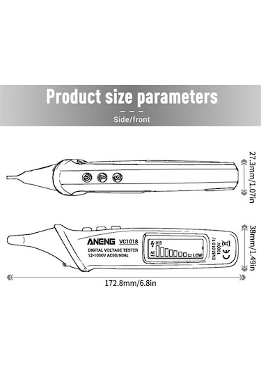 Novahub Vc1018 12v-1000v Temassız Elektrik Sensör Küçük Ve Kolay Kullanıcı Arayüzü Dijital Lcd Test Cihaz