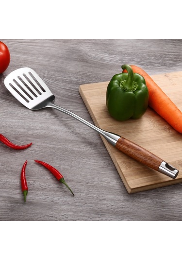 Sones 304 Paslanmaz Çelik Ahşap Saplı Mutfak Gereçleri Mutfak Ekipmanları, Stil: Yuvalı Kürek
