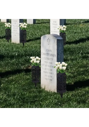 Pazly Zarif Siyah Vazolu Set, Dayanıklı Abs Plastik Mezar Geeroyoo 2'li - Qw