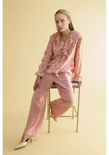 Defacto Desenli Uzun Kollu Bluz G8784ax26smpn111 Pembe-pn111