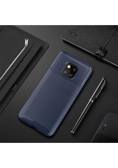 Huawei Mate 20 Pro Kılıf Karbon Silikon Case