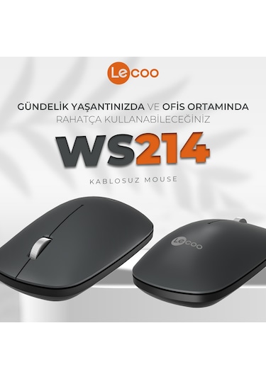 Lecoo WS214 Kablosuz 1200DPI 3 Tuşlu Optik Mouse