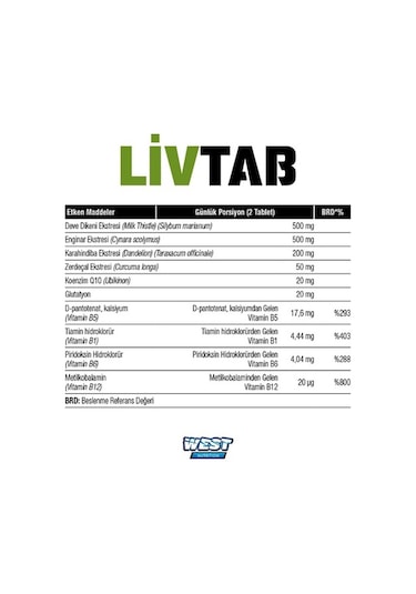 West Nutrition Livtab (Devedikeni) Ve Enginar Eki Karışımı + Hediy...