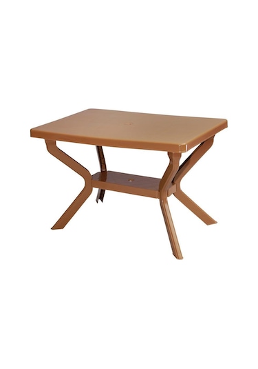Omnipazar Mt-gf240 Prima Roccia Plastik Dikdörtgen Bahçe Balkon Masa 70x110 Cm Kahverengi
