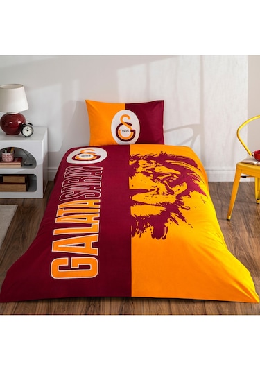 Taç Lisanslı Galatasaray Şanlı Aslan Tek Kişilik Nevresim Takımı Sarı-kırmızı