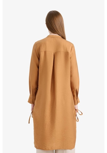 DeFacto Regular Fit Basic Düz Yanları Bağcıklı Uzun Kollu Tesettür Gömlek Tunik F2182AX25SMBN563
