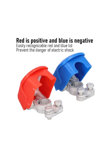 Suofeng Otomatik Ve Gemi Aküleri İçin Hızlı Montajlı Bakır Terminal Klipsi, 3 Saniyede Montaj, 17-19mm Pozitif/15-17mm Negatif, Şarj Ve Depolama İçin Uygun Kırmızı+mavi Kapaklı 2 Adet