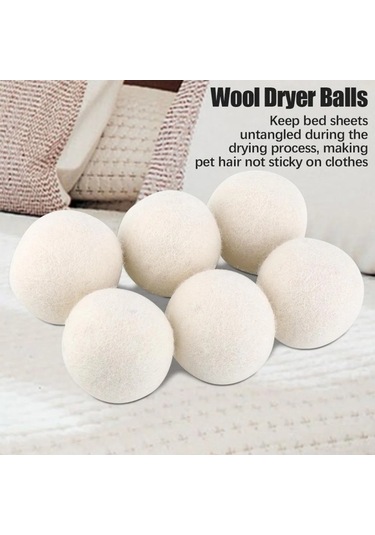 Fortunelane 6 Adet 6cm Doğal Yün Kurutma Topu Kimyasız Kumaş Yumuşatıcı Yeniden Kullanılabilir Kuruma Süresini Uzatır Ev-friendly