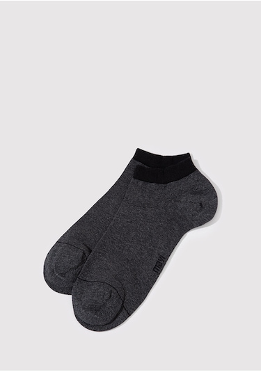 Mavi - 2Li Gri Siyah Patik Çorap Seti 090273-15903 Siyah