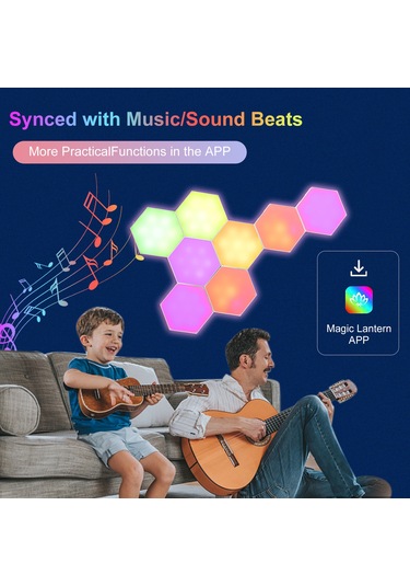 Yifomall Rgb Renkli Altıgen Duvar Lambası 6'lı Set - Müzik İle Senkronize, Bluetooth Ve Uygulama Kontrolü, Usb Beslemeli Stüdyo Aydınlatması Beyaz