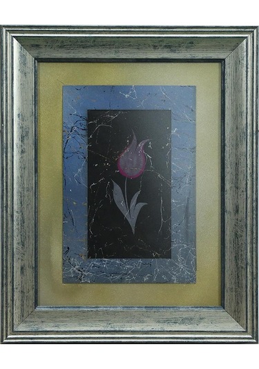 E38 El İşçiliği Pembe Desenli Lale Ebru Tablo 38 31 Cm-6461