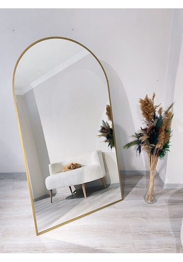 100x180 Metal Çerçeve Gold Oval Ayaklı Boy Aynası Gold