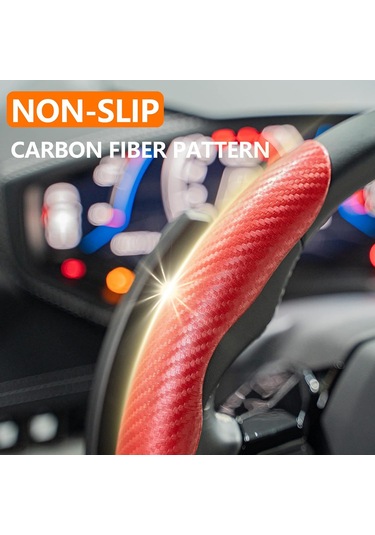 Yifomall Evrensel 15 İnç Karbon Fiber Direksiyon Kılıfı - Kaymayı Önleyen Ve Kolay Takılır Kırmızı Kırmızı