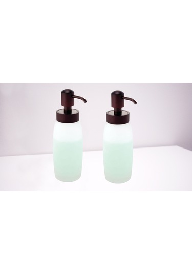 Banyo Seti Sıvı Sabunluk 2 Adet Cam Buz Desenli 6x6x20cm 300ml Beyaz