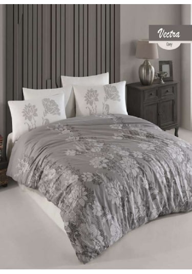 Majoli Vectra Grey Tek Kişilik Kapitoneli Nevresim Takımı 4 Mevsim Set % 100 Pamuk Ranforce Kumaş