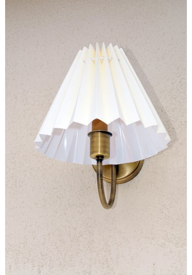 Pileli Başlıklı Duvar Apliği Eskitme Gold Krem